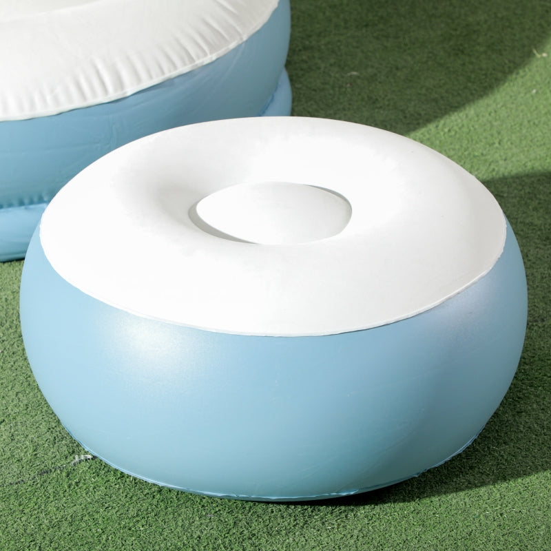 Inflatable Sofa with Footstool and Cup Holder, Air Sofa for Camping and Home, white