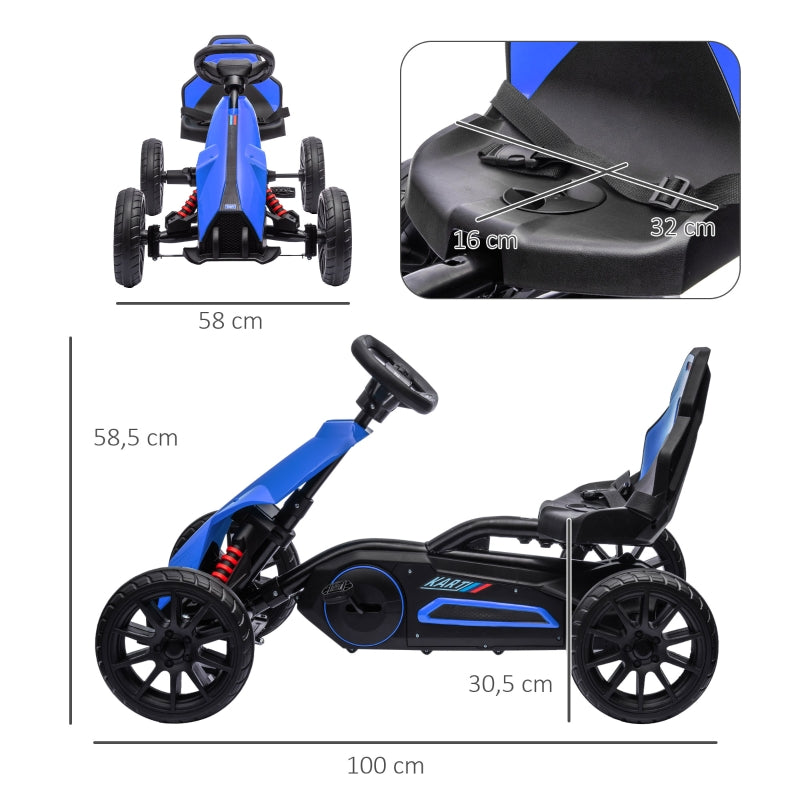 Pedal Go-Kart with Forward and Reverse Gears for Ages 3-8, Blue