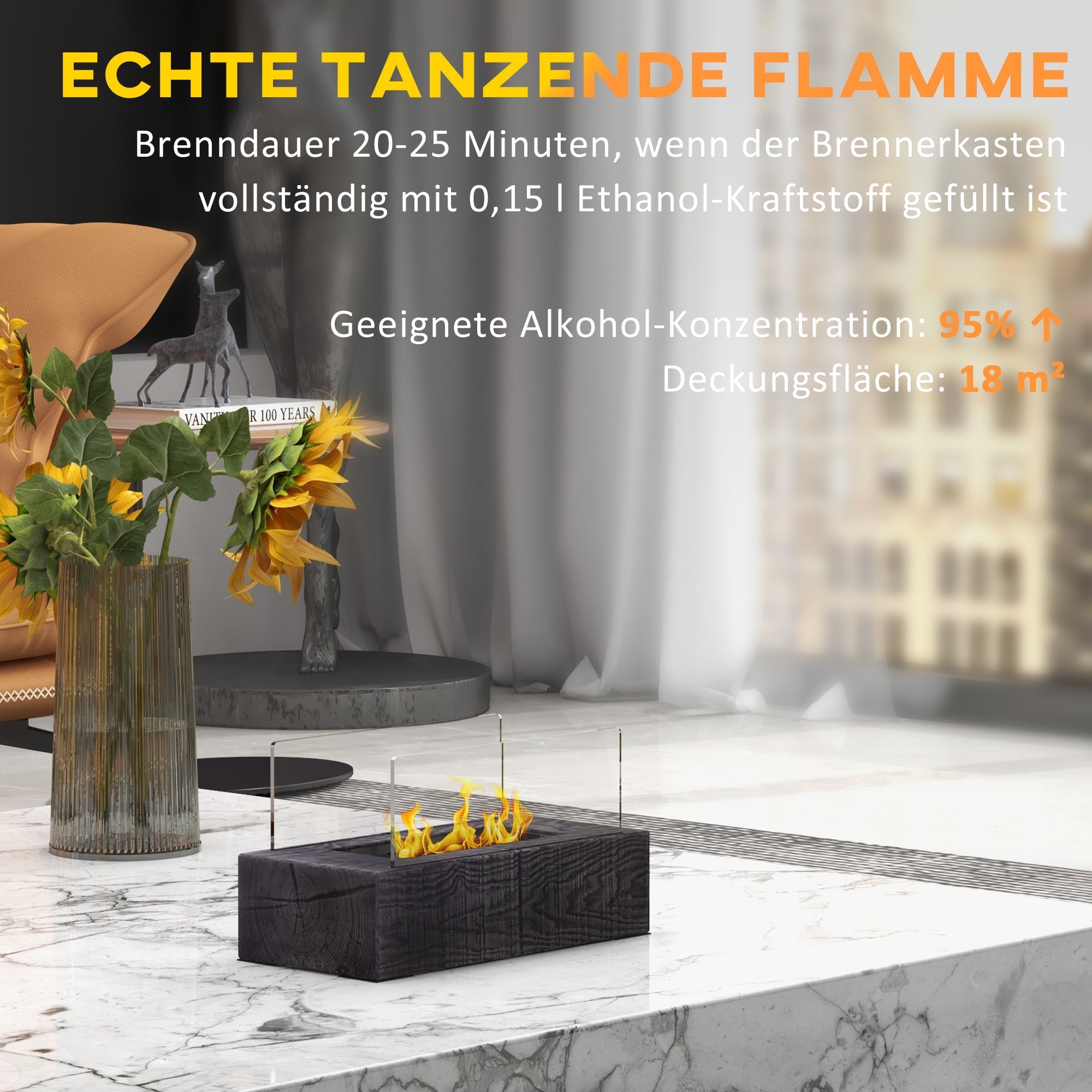 Tischkamin, tragbarer Bio-Ethanol-Tischkamin, Edelstahl