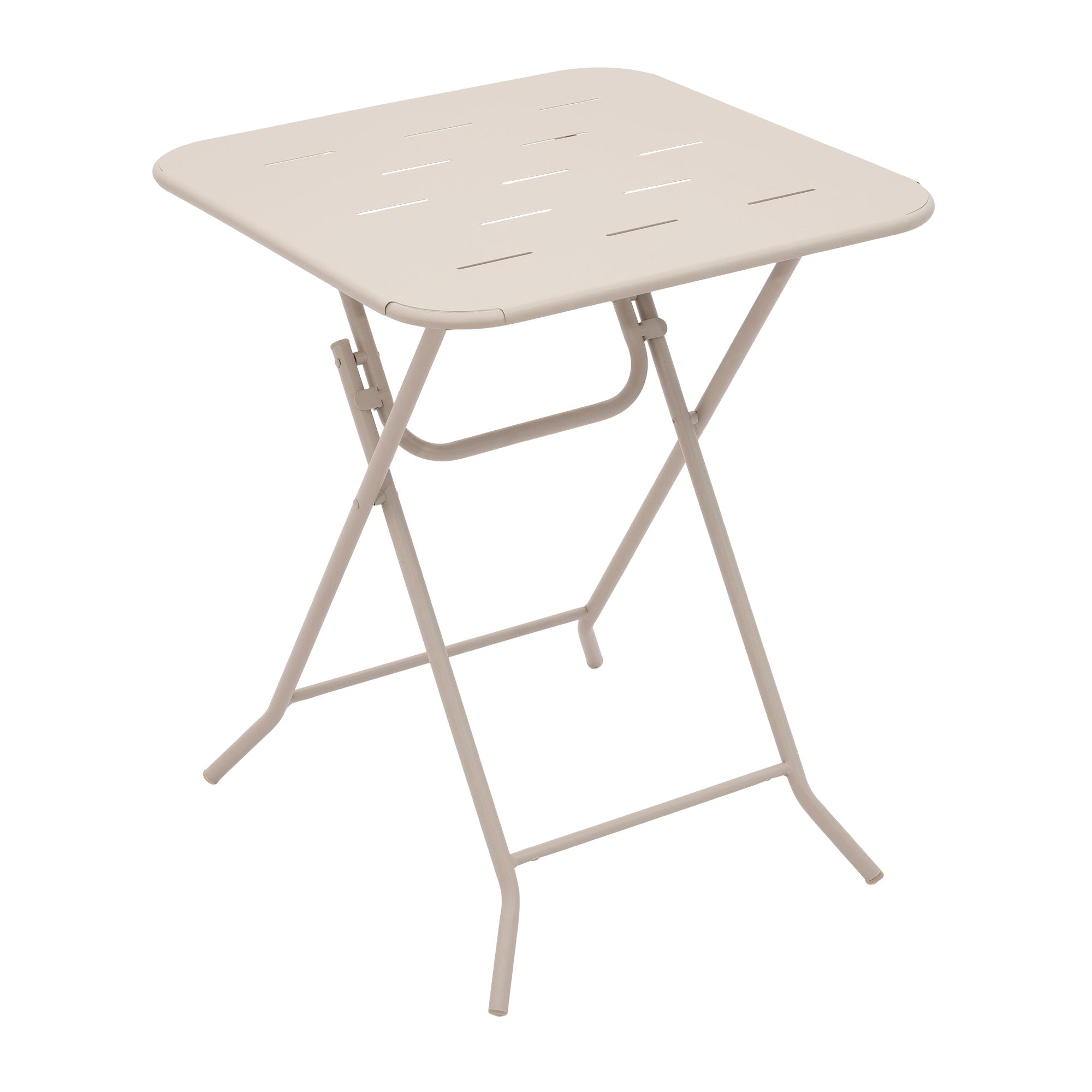 Outdoor 3-Piece Foldable Bistro Set, Weather-Resistant Patio Conversation Set with 2 Chairs and 1 Table, Beige Metal