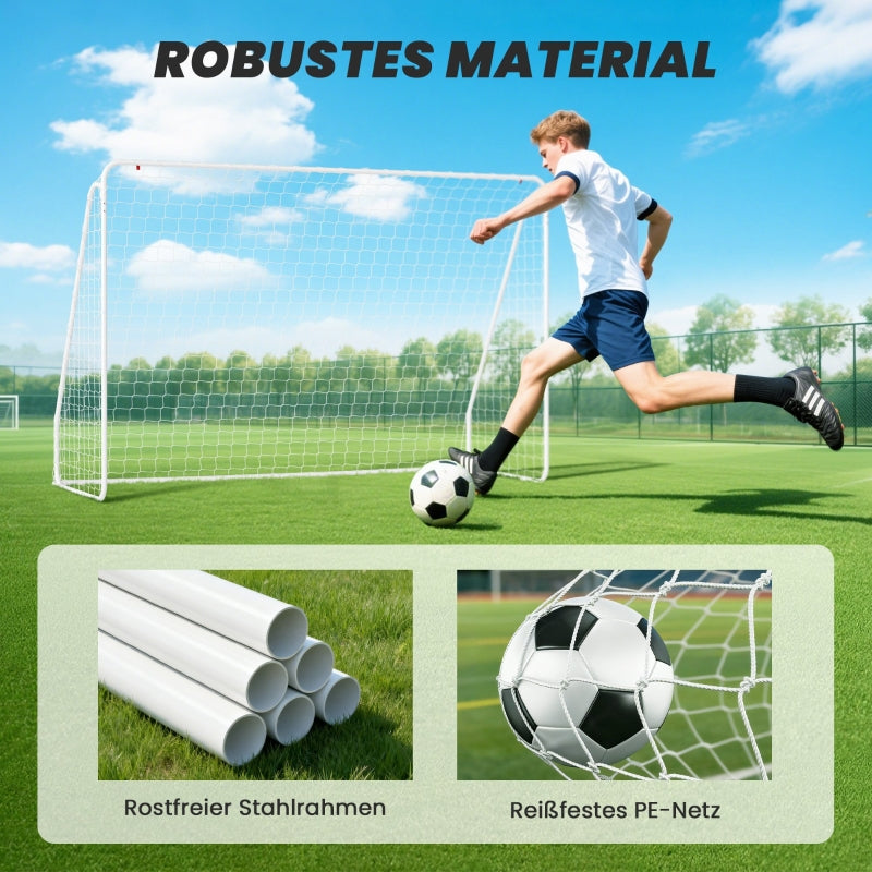 Football Goal for Games and Training, UV-Resistant and Robust with Ground Anchors, White