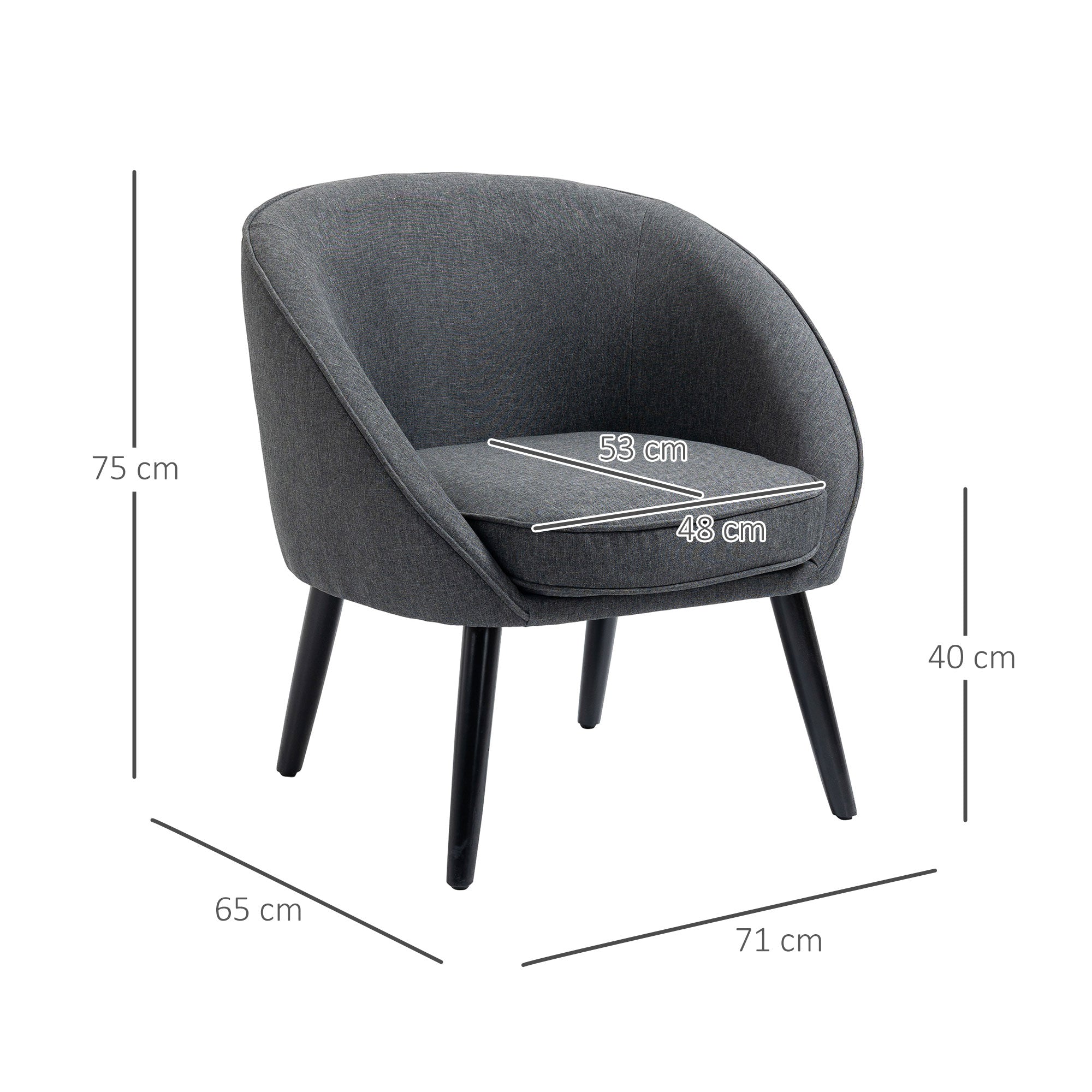 Lounge Chair Modern Upholstered Dining/Office/Cocktail Wood Grey