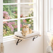 Cat House for Windowsills/Radiators, Cushion, Wooden Frame, White