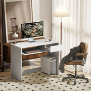 Computer Desk Compact 100cm with Keyboard Tray and Drawer, White