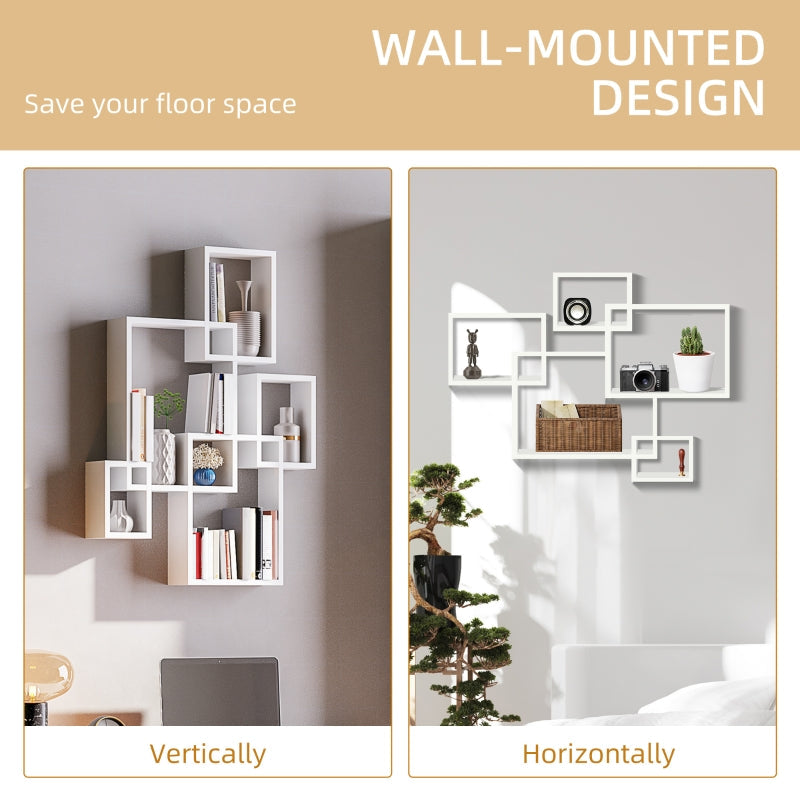 Floating Shelves Wall Mounted Interlocking Cube Display White