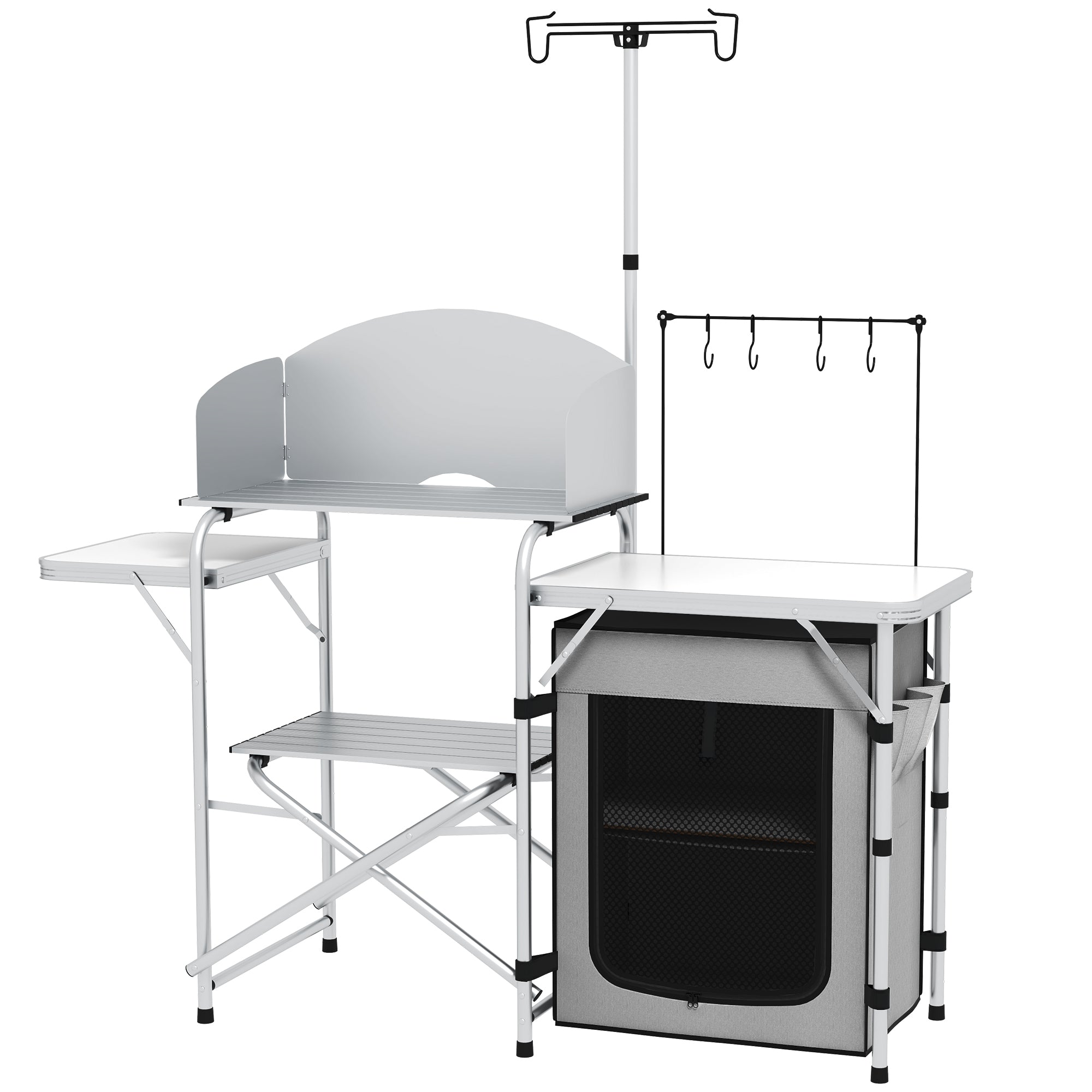 Faltbare Campingküche, UV- & Windschutz, 3 Arbeitsplatten, Aluminium