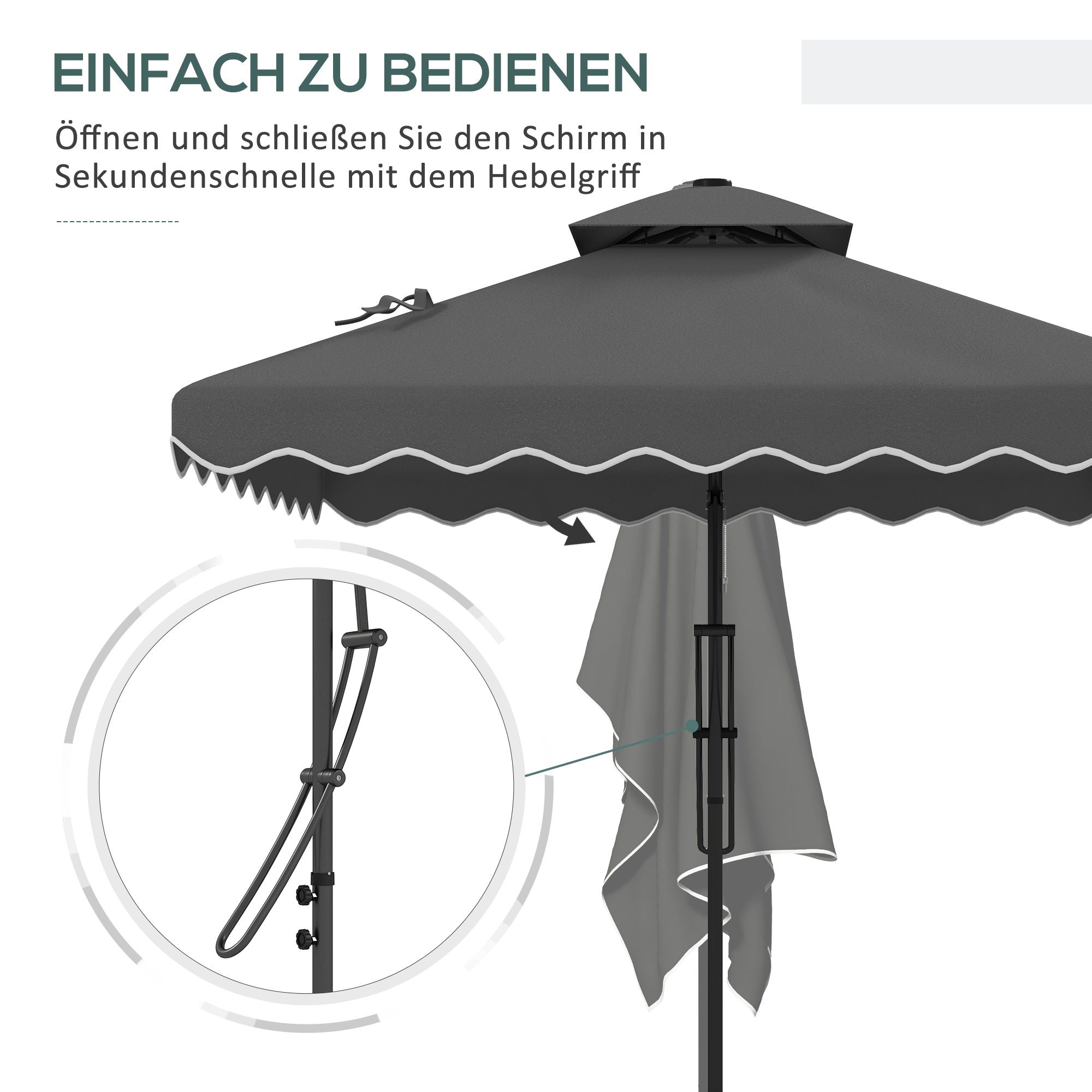 Parasol 243x243cm Balcony Cantilever UV Protection Dark Grey