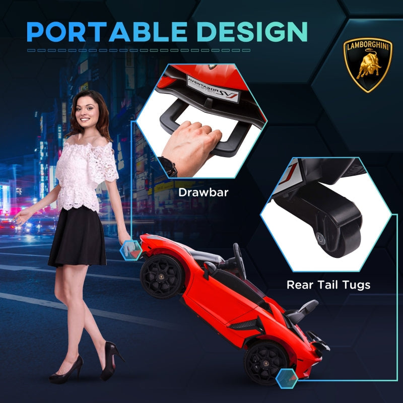 Lamborghini Kids Electric Car 12V with Butterfly Doors, Remote, Music, Horn, Suspension - Red