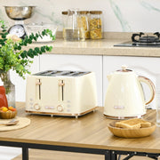 Kettle with Toaster 1.7L 4 Slices Breakfast Set, Beige