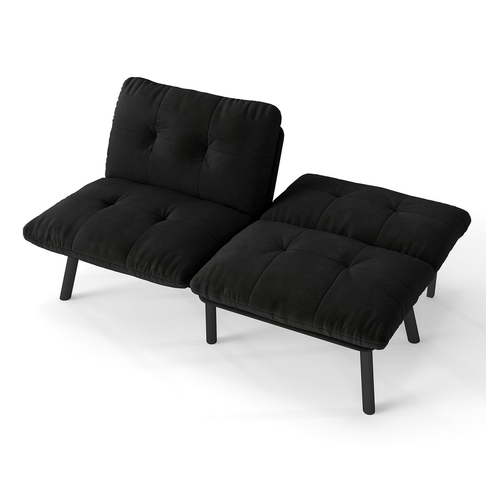 Sofa Bed Foldable 2-Seater Futon Guest Bed - Black