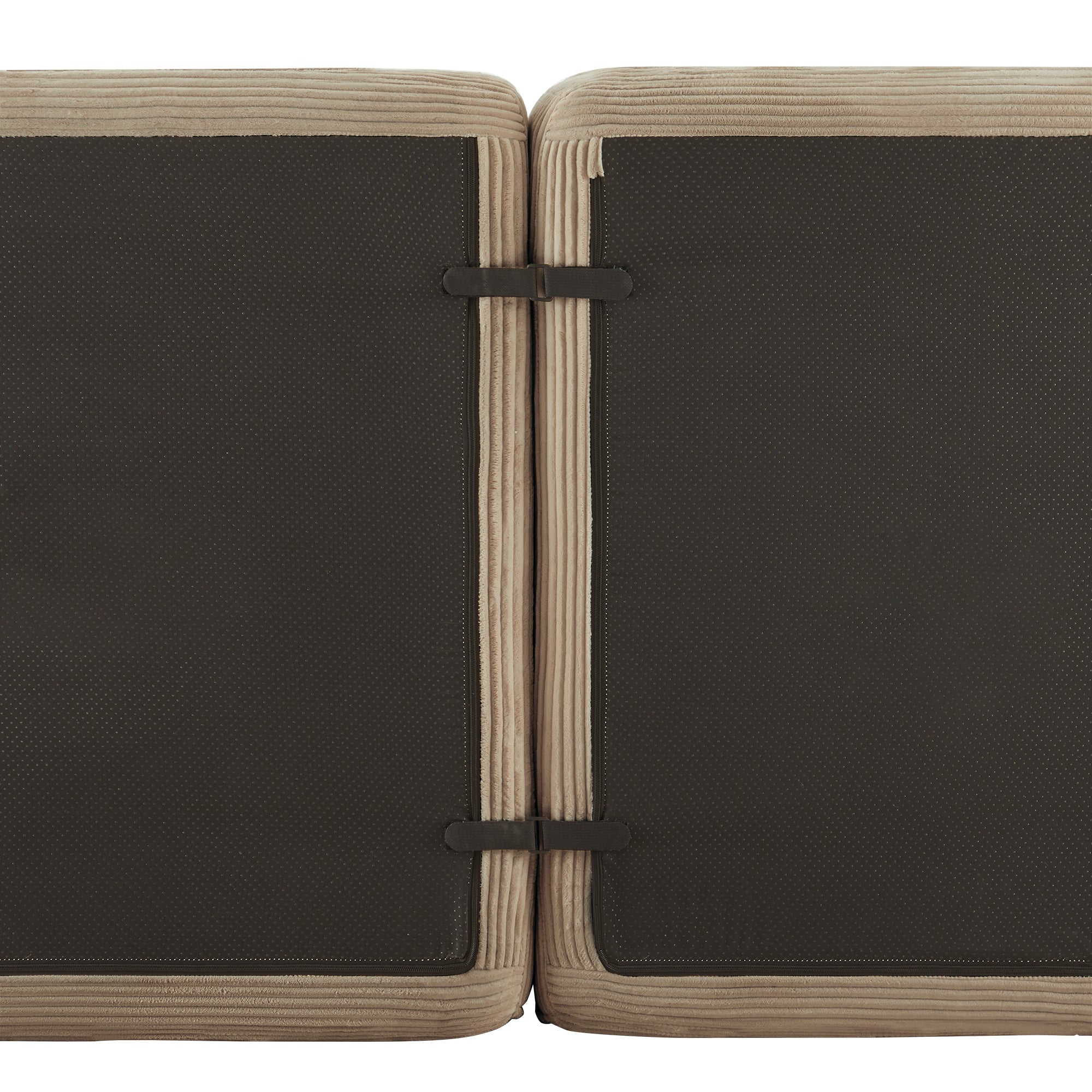 Boneless Modular Sofa L-Shaped Corduroy Sleeper with Ottoman - Brown