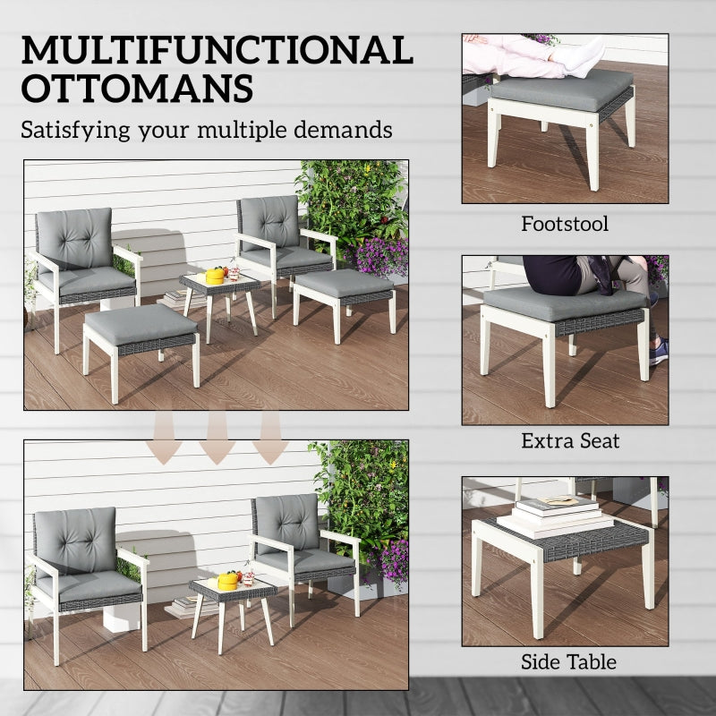 Five-Piece Rattan Patio Set with Wood-Top Table, Grey