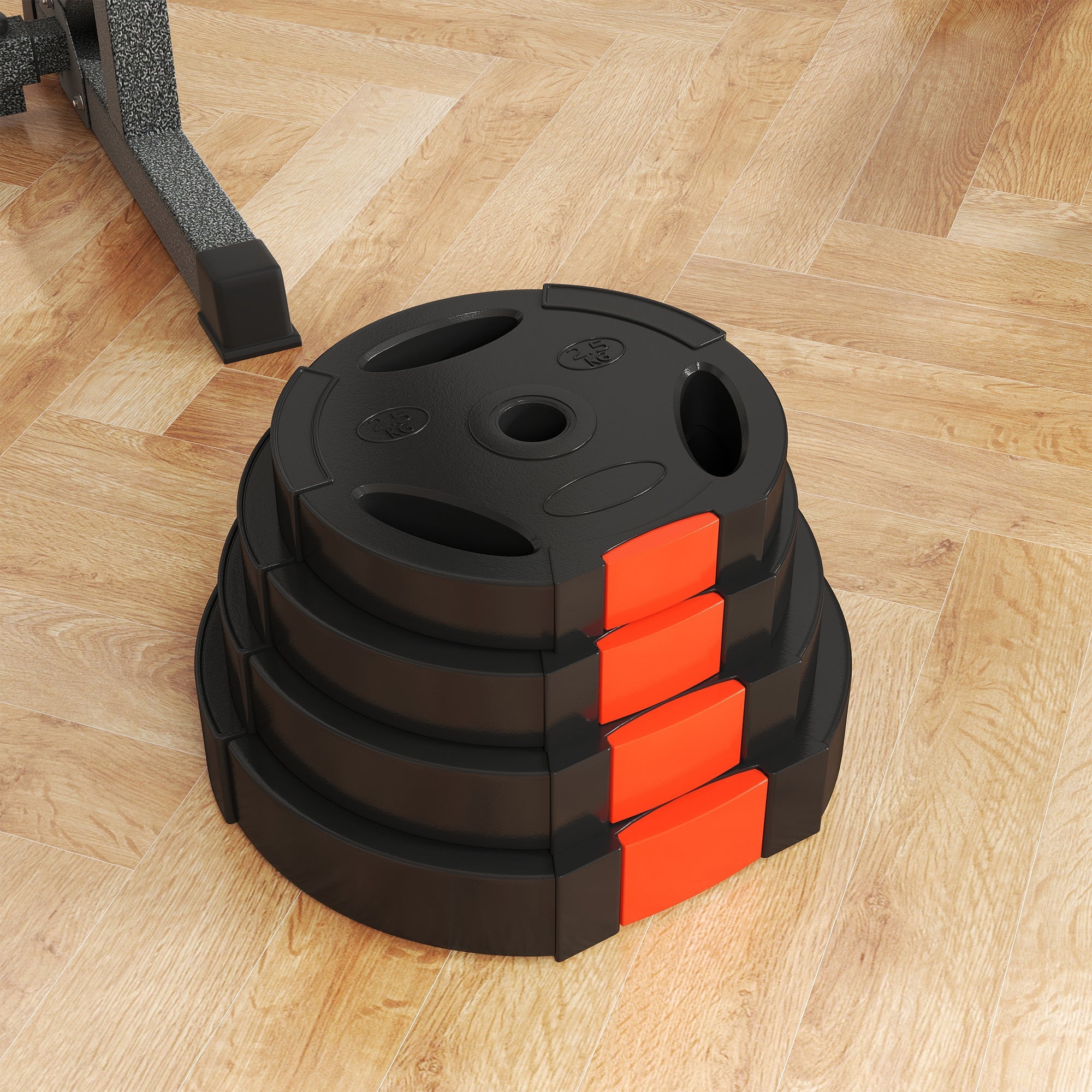 Dumbbell Weight Plate Set 4-Piece, 2x 5kg/10kg 30mm Bore, Black