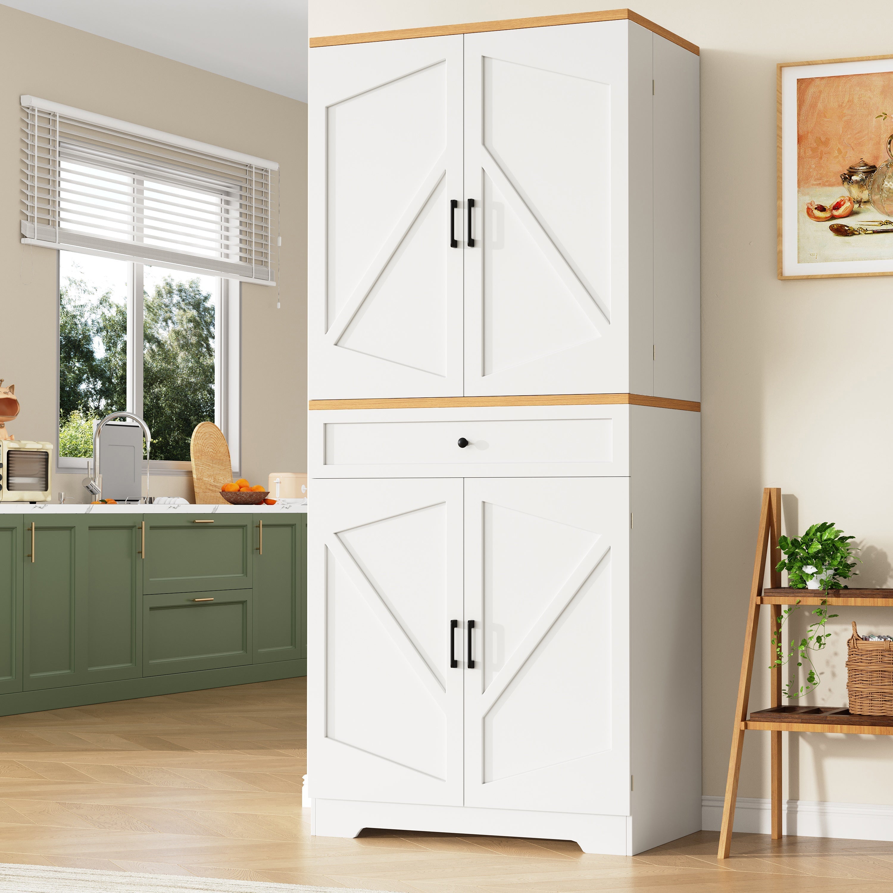Snack Cabinet Kitchen Sideboard with Door Frame, White
