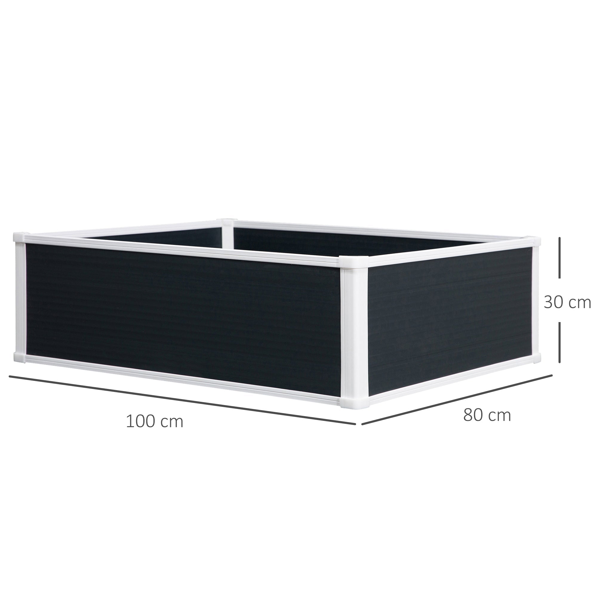Raised Bed, Flower Box Planter with Drainage, Plastic Gray