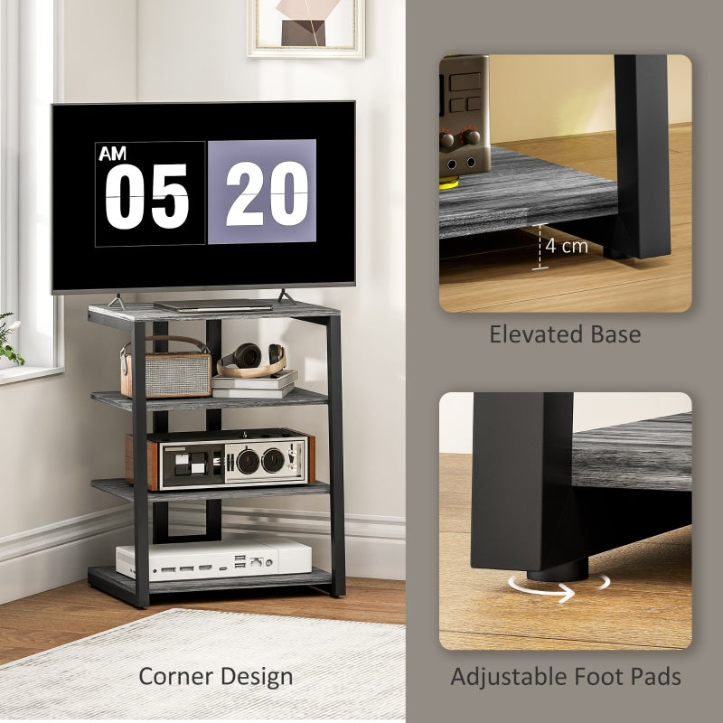 HiFi Stand, Four Storage Shelves - Dark Grey