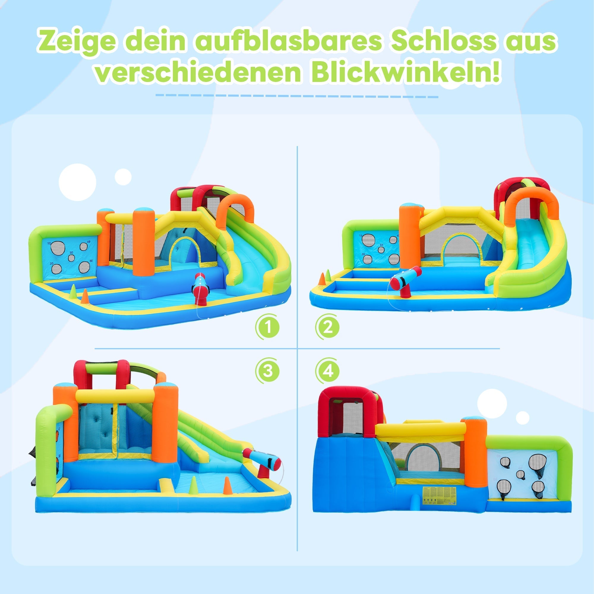 Bouncy Castle with Blower, Multifunctional Water and Trampoline Park