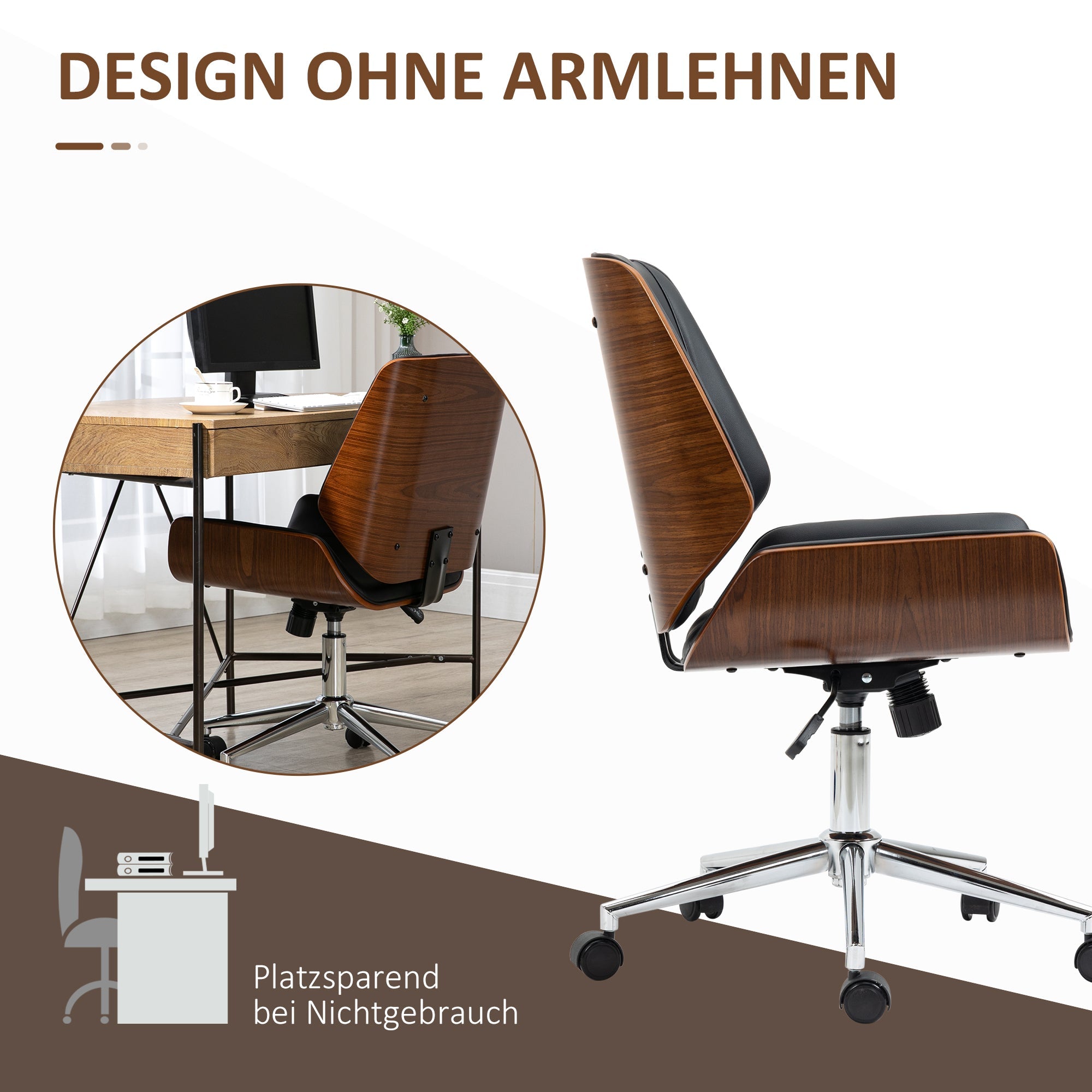Vinsetto Office Chair, Height-Adjustable Swivel Tilt, Black