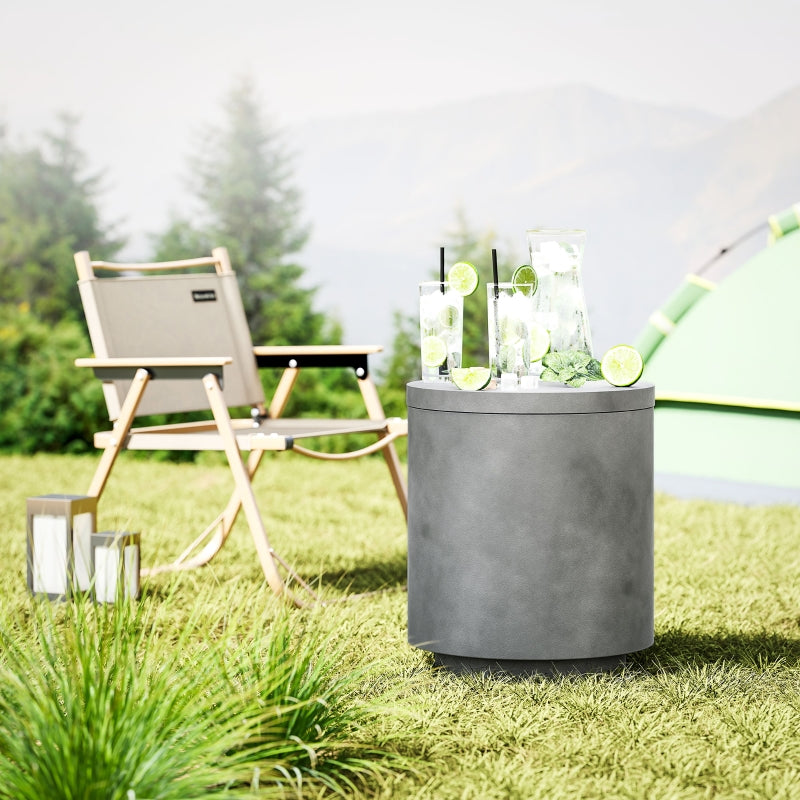 Cool Bar Side Table, 10 L Drinks Cooler, Light Gray