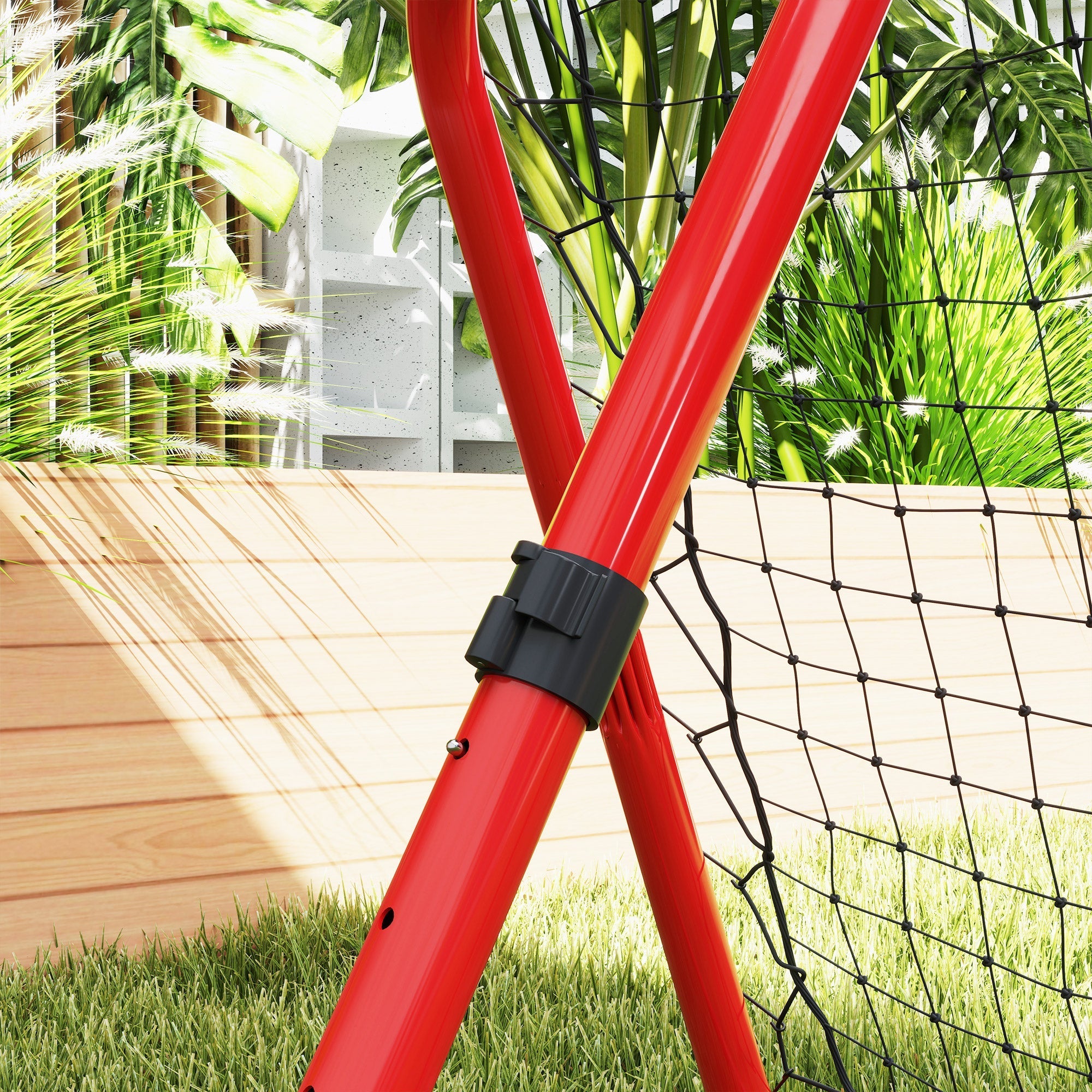 rebounder for soccer, foldable 63 x 63 cm adjustable goal kicker, metal red