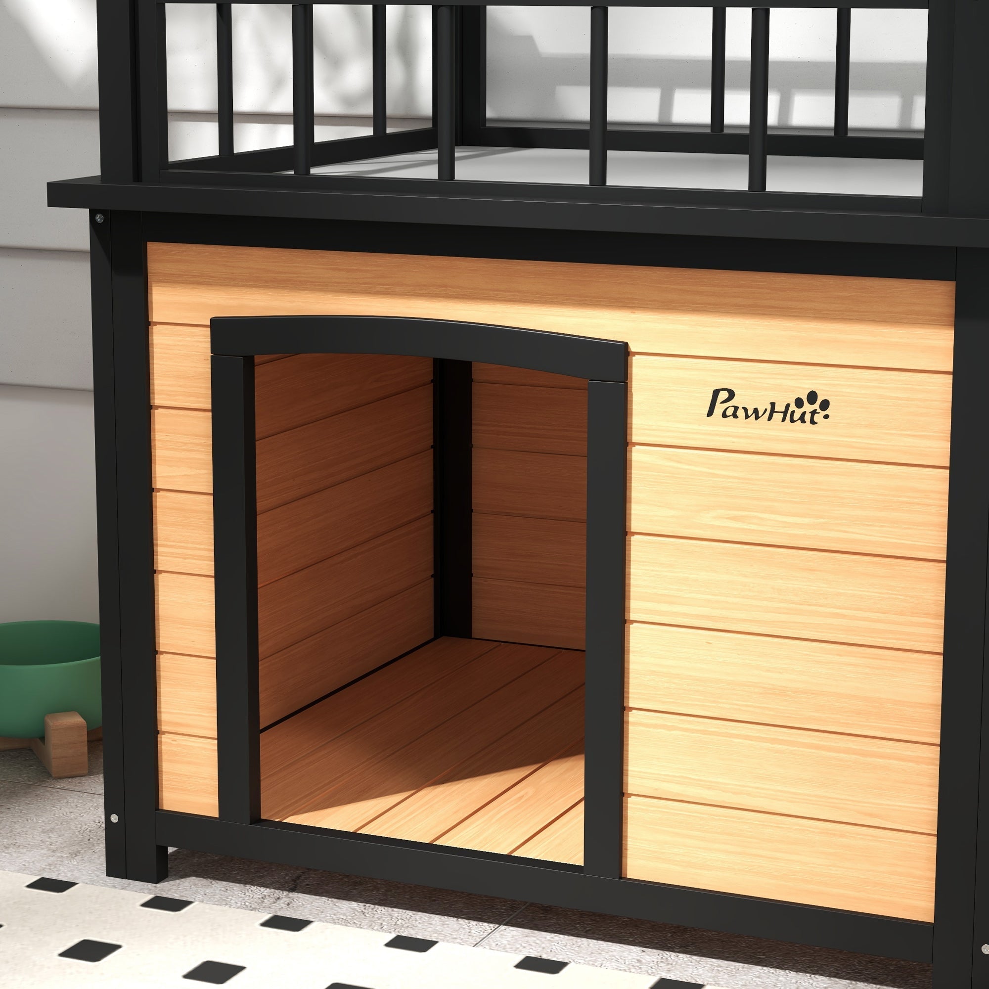 Dog Kennel, Balcony Stairs Window, Fir Wood Yellow