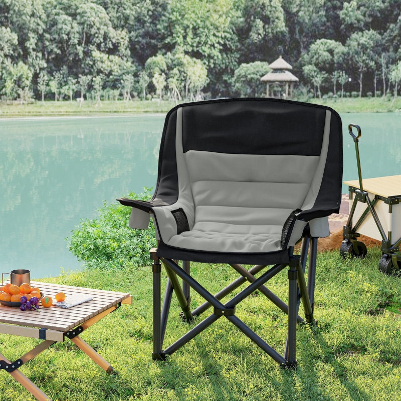 Portable Camping Chair, Padded with Carry Bag - Black/Grey