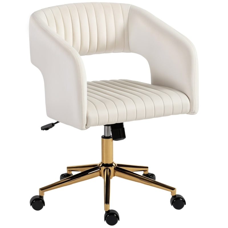Desk Chair Rolling Height-Adjustable Tilt Function - Velvet Cream White