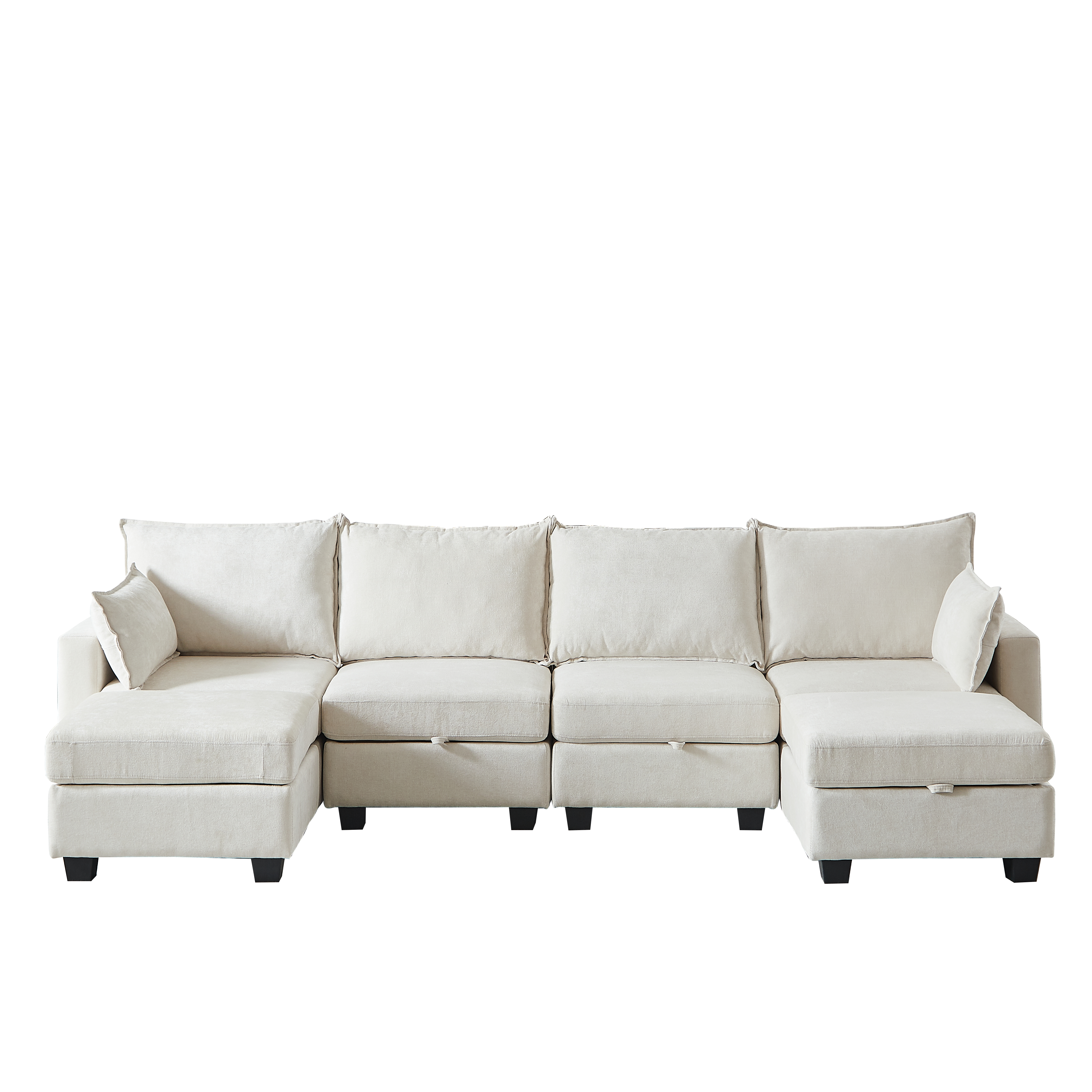 Modular Corner Sofa U-Shaped 6-Seater Storage Ottoman Chaise - Chenille