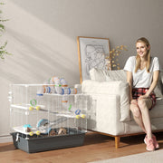 Dwarf Hamster Cage, 4 Levels, Tunnel System, Grey