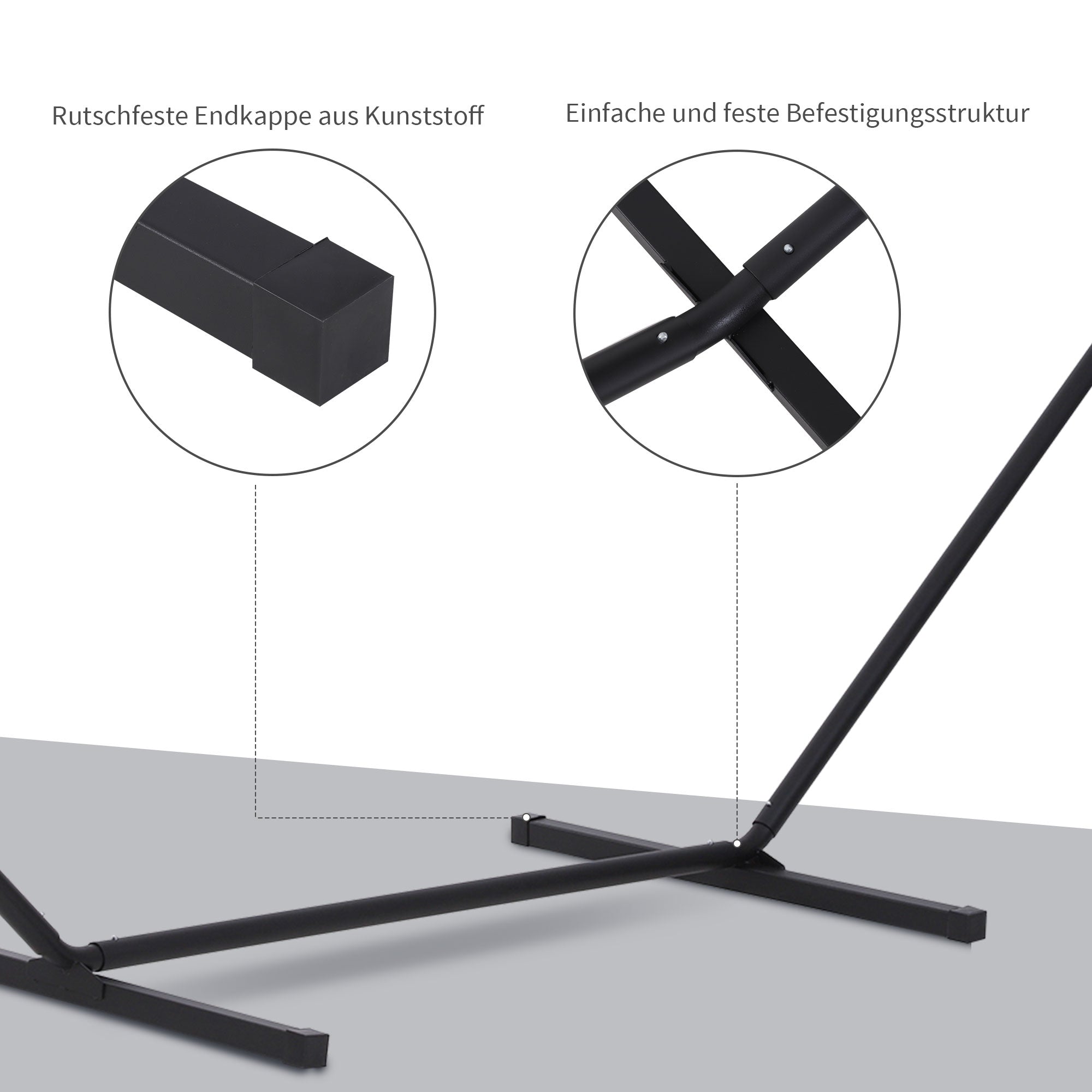 Hammock Stand, Metal with Hooks, 360 x 115 cm, 120 kg Capacity