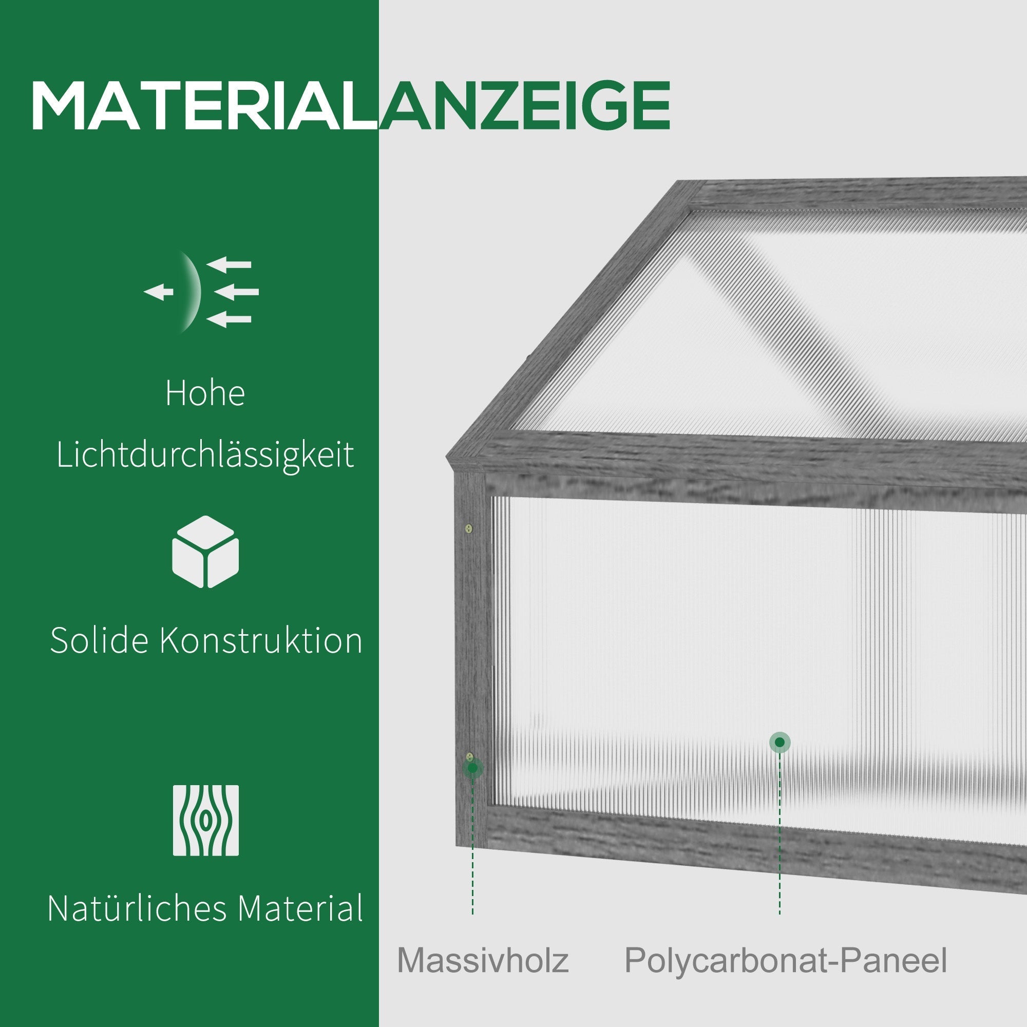 Wooden Cold Frame Mini Greenhouse 90x52x49.5cm Winterproof Grey