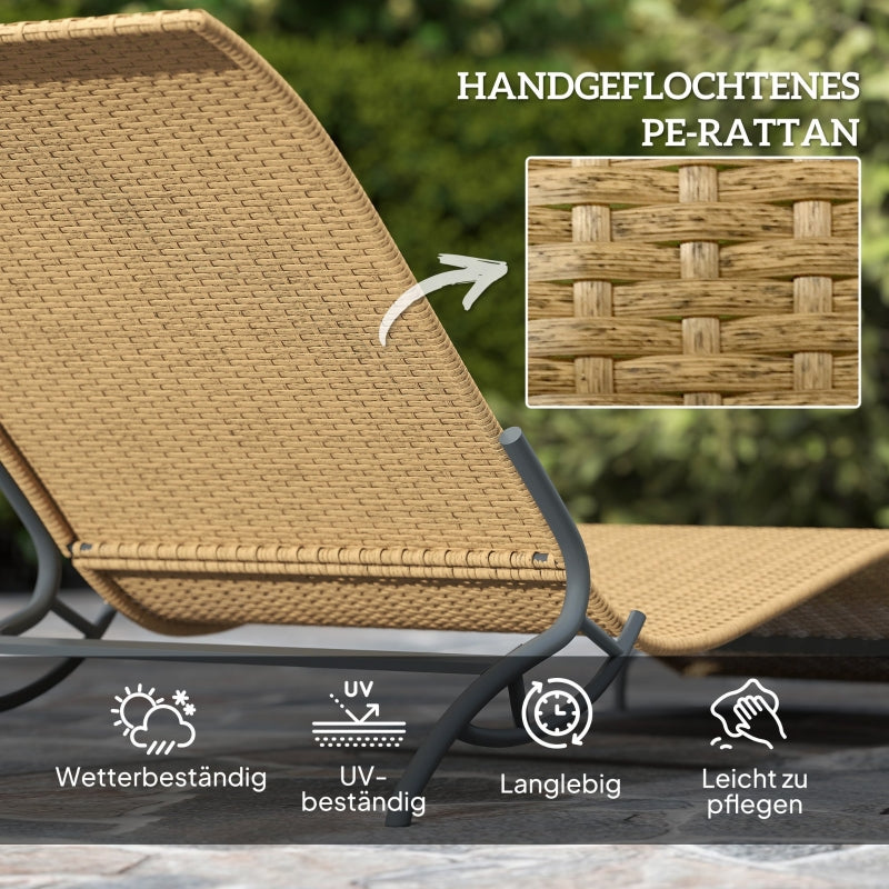 Sonnenliege, wasserabweisend, 120 kg Tragkraft, Polyrattan Beige