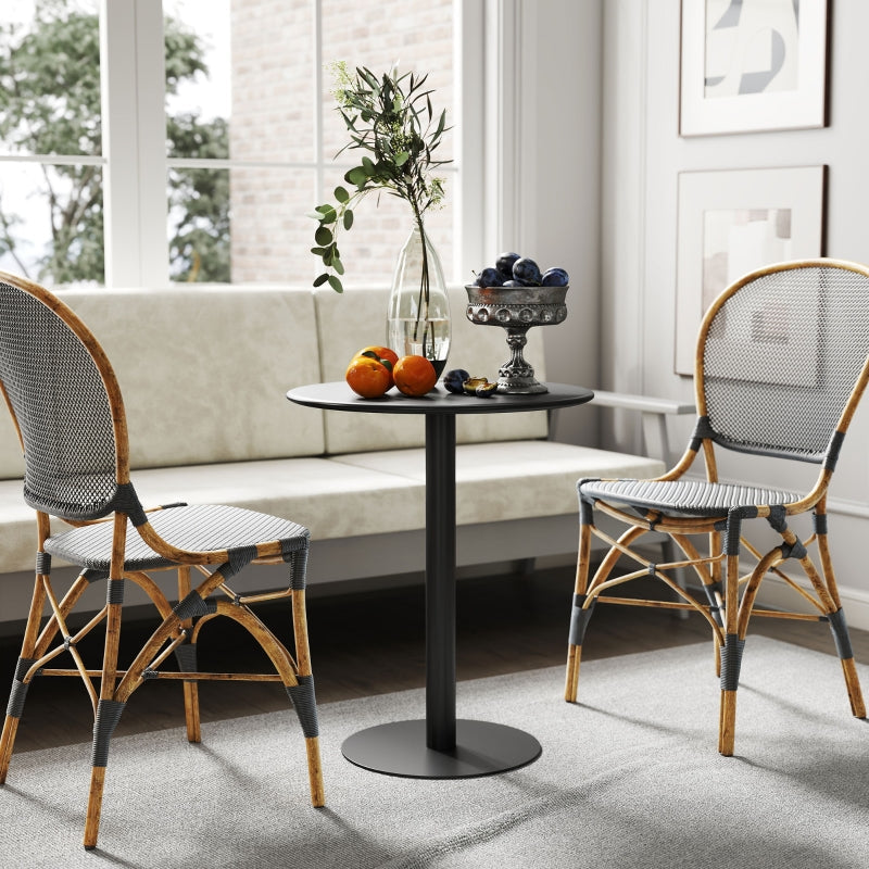 Dining Table, Round Modern 2-Person Ø60 x 72 cm Steel, Black