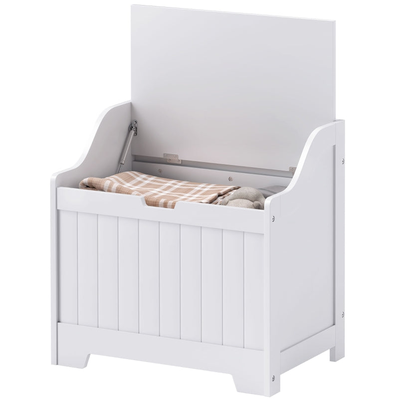 Storage Chest/Box with Lid, Safety Hinge U-Cutout, 60x38x56cm, White