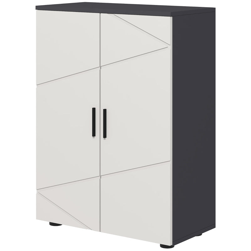 kleankin Bathroom Side Cabinet Double Door Adjustable Shelves Gray
