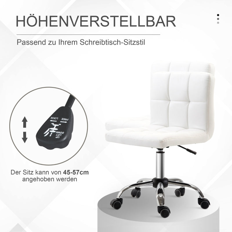 Office Chair, Ergonomic Height-Adjustable Swivel Chair, Faux Leather, White