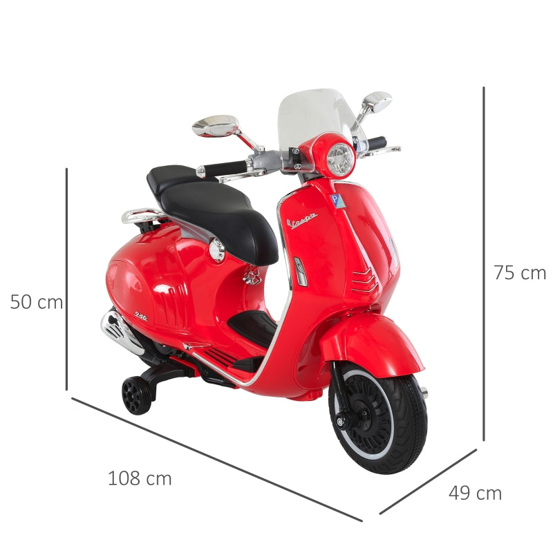 children's electric motorcycle with headlight, music, training wheels, 30 kg load capacity, red
