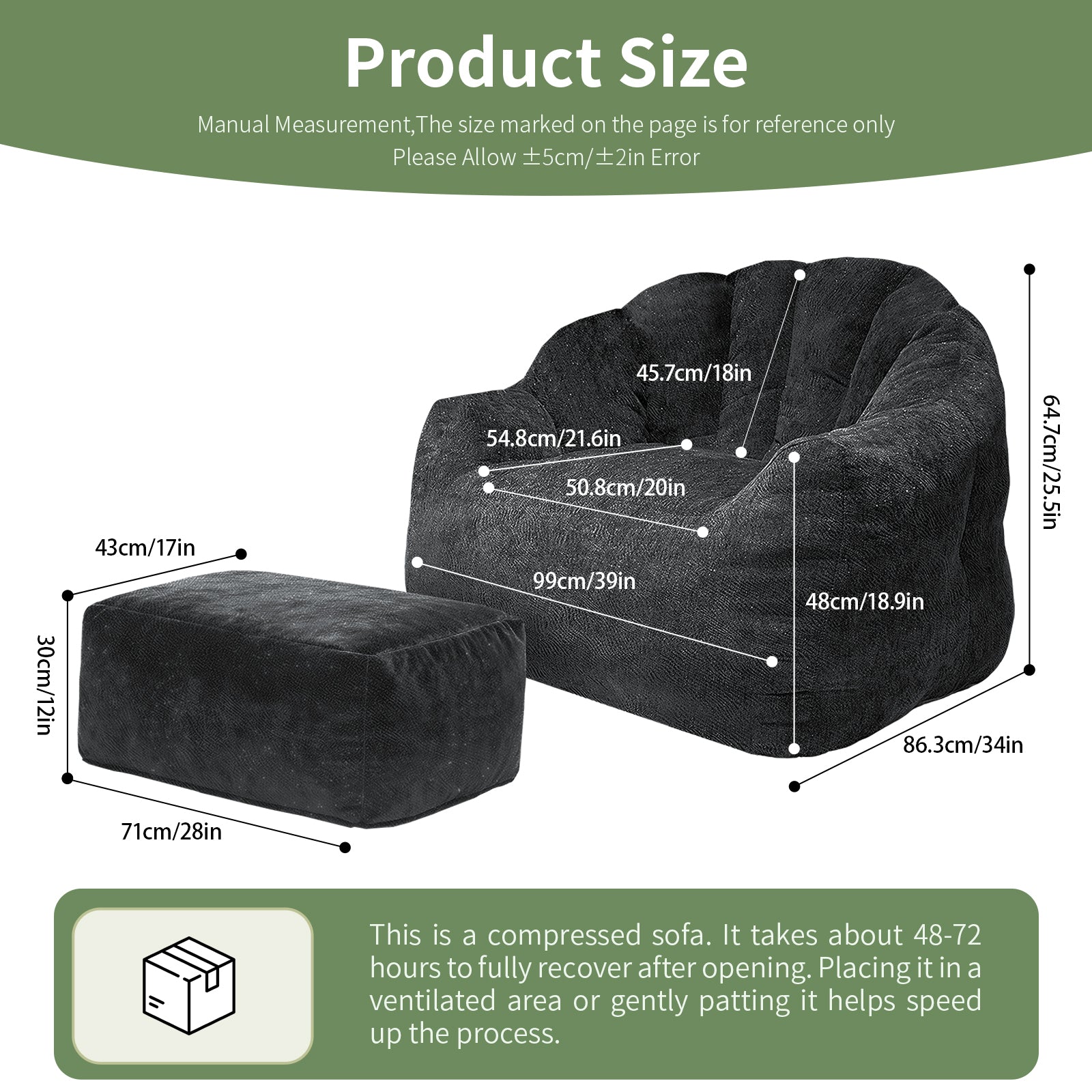 Bear Paw Single Sofa and Ottoman, Ergonomic Lazy Chair with High-Density Memory Foam, Beige Chenille