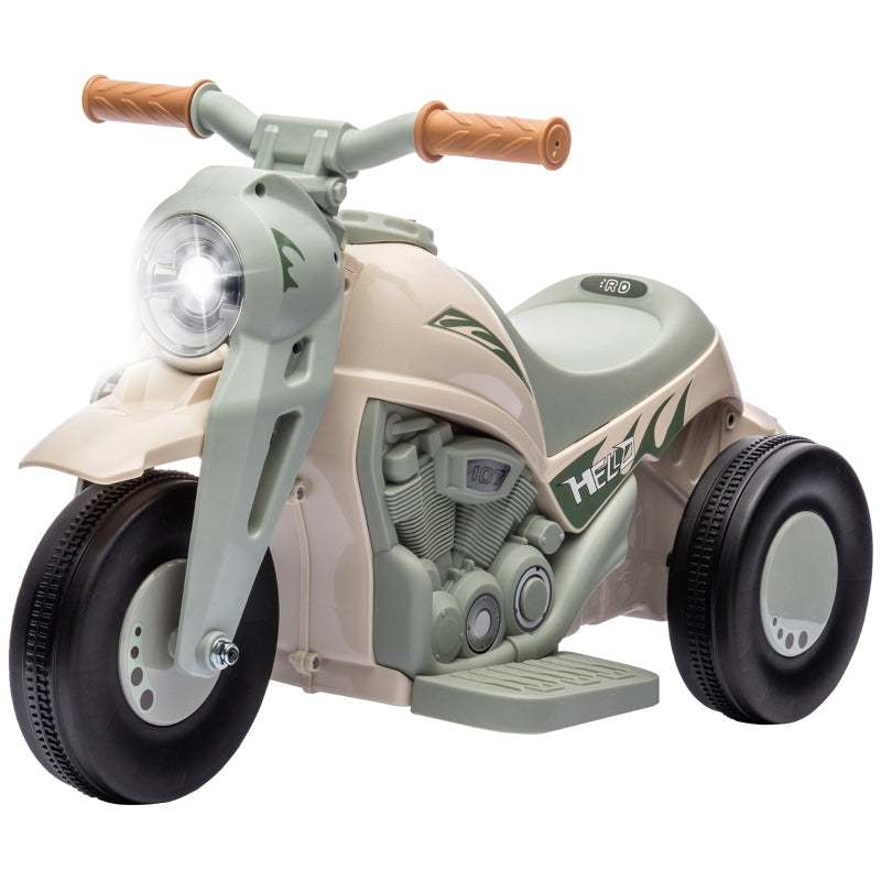 AIYAPLAY Children's Electric Motorcycle, 6V with Music, Bubbles, Headlight, Cream White