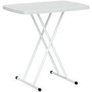 Side Table, Height-Adjustable Foldable Outdoor/Indoor, 76x50x74cm, Plastic White