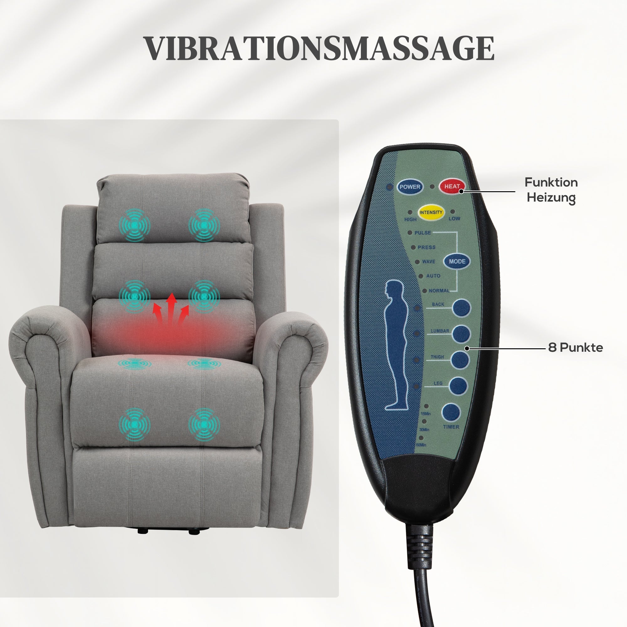 Electric TV Recliner Lift & Recline, Heat, Massage Chair Pocket Springs