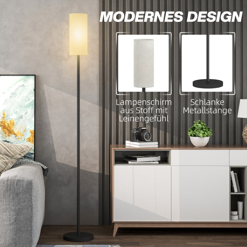 Floor lamp with fabric lampshade E27 socket foot switch, black