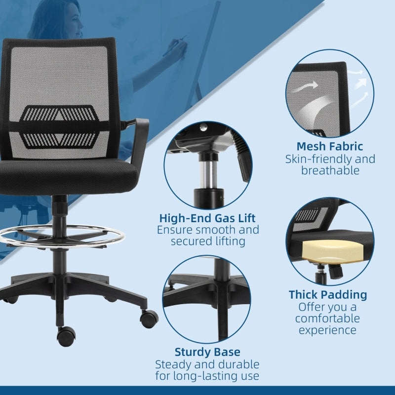 Vinsetto Office Chair Ergonomic Desk Swivel Chair Mesh Black