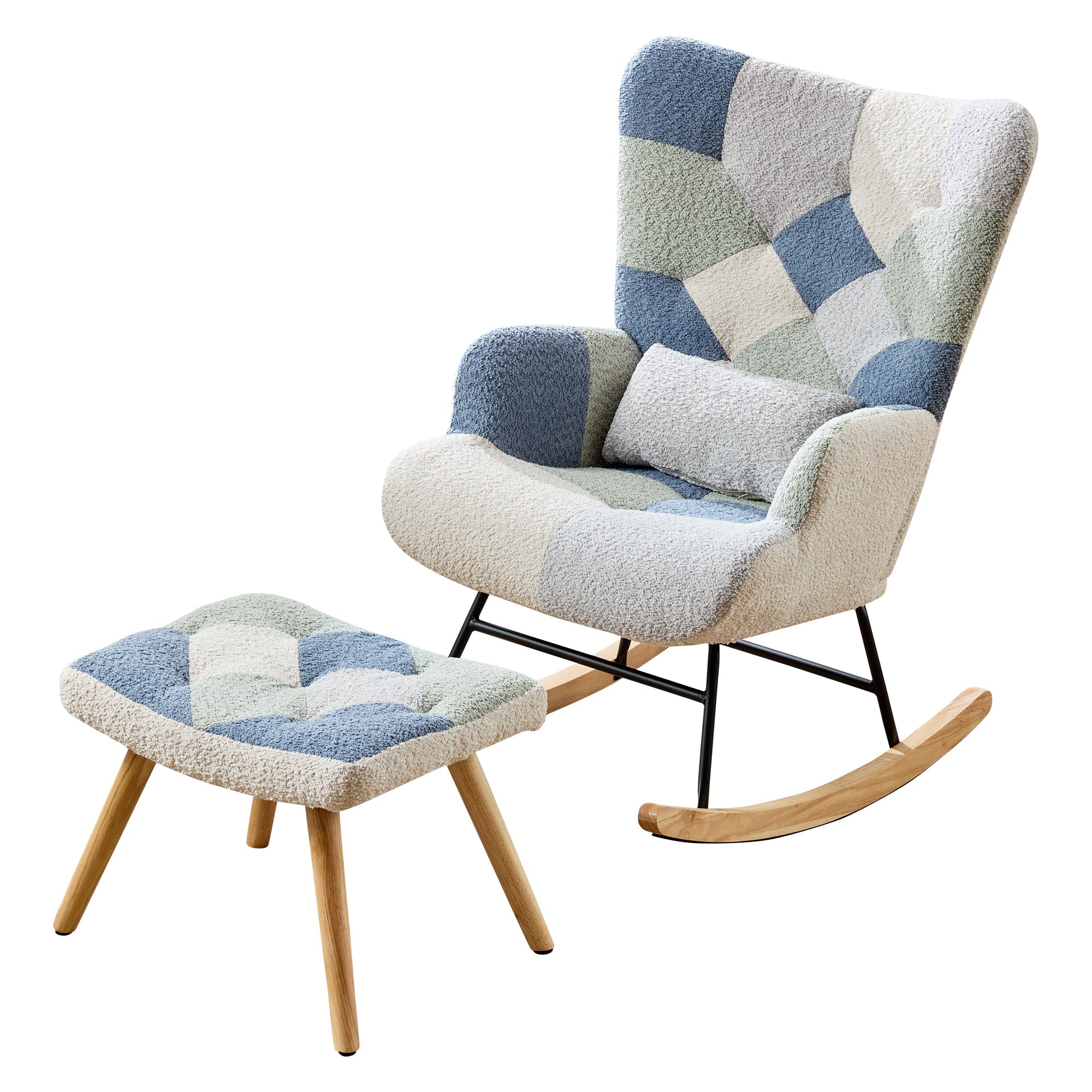 Tteddy Rocking Chair Relaxing Recliner Chair with Solid Wood Legs