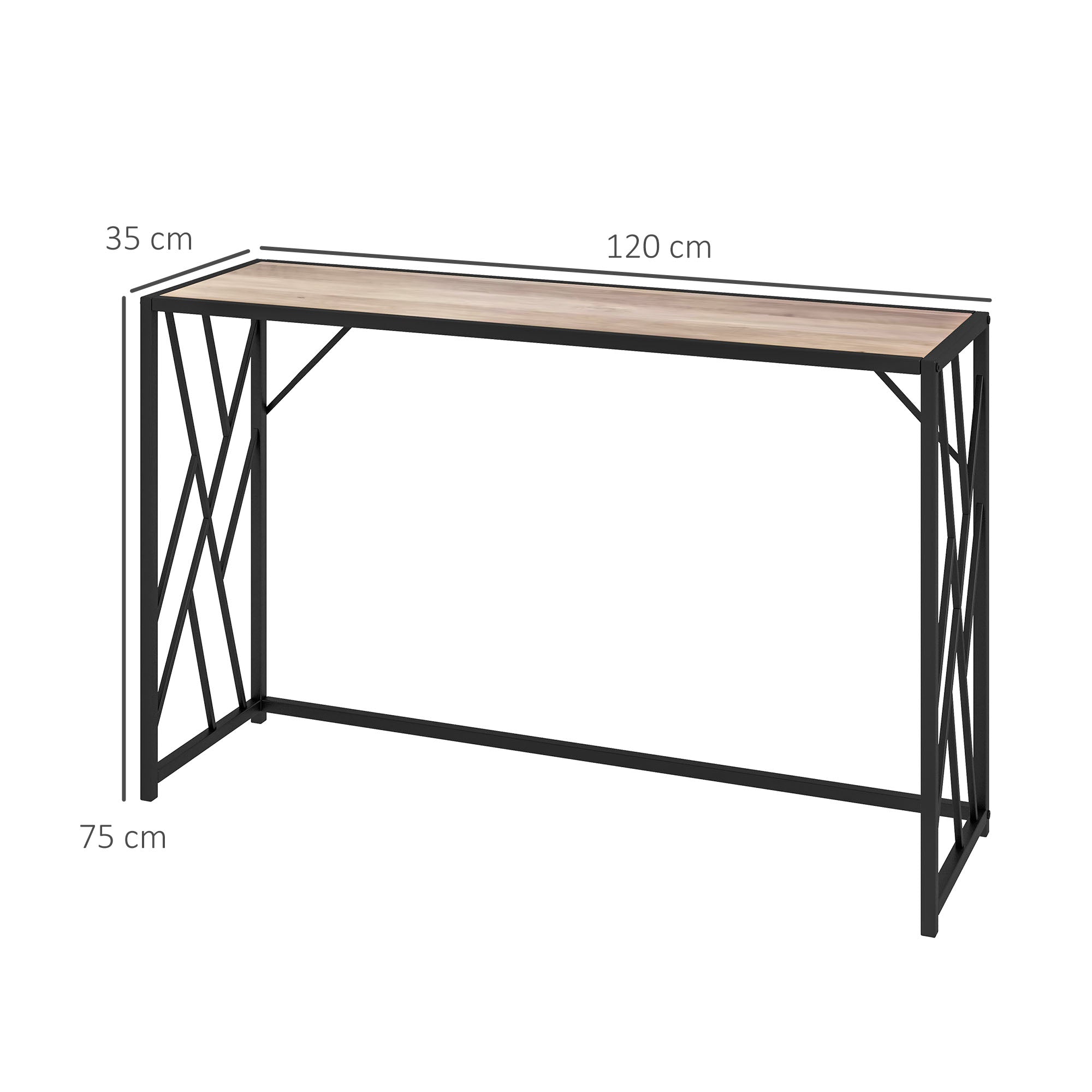Console Table, Industrial Style Side/Hallway Decorative Steel Legs, Brown