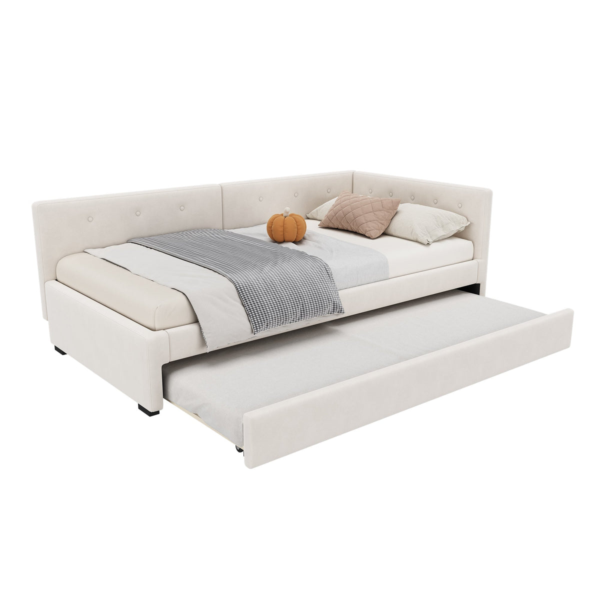Daybed 90x200cm Rollaway Bed Minimalist Style - Beige