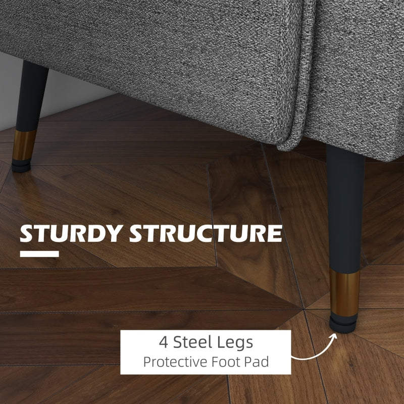 Modern Two Seater Sofa, Button Tufted Loveseat, Dark Grey