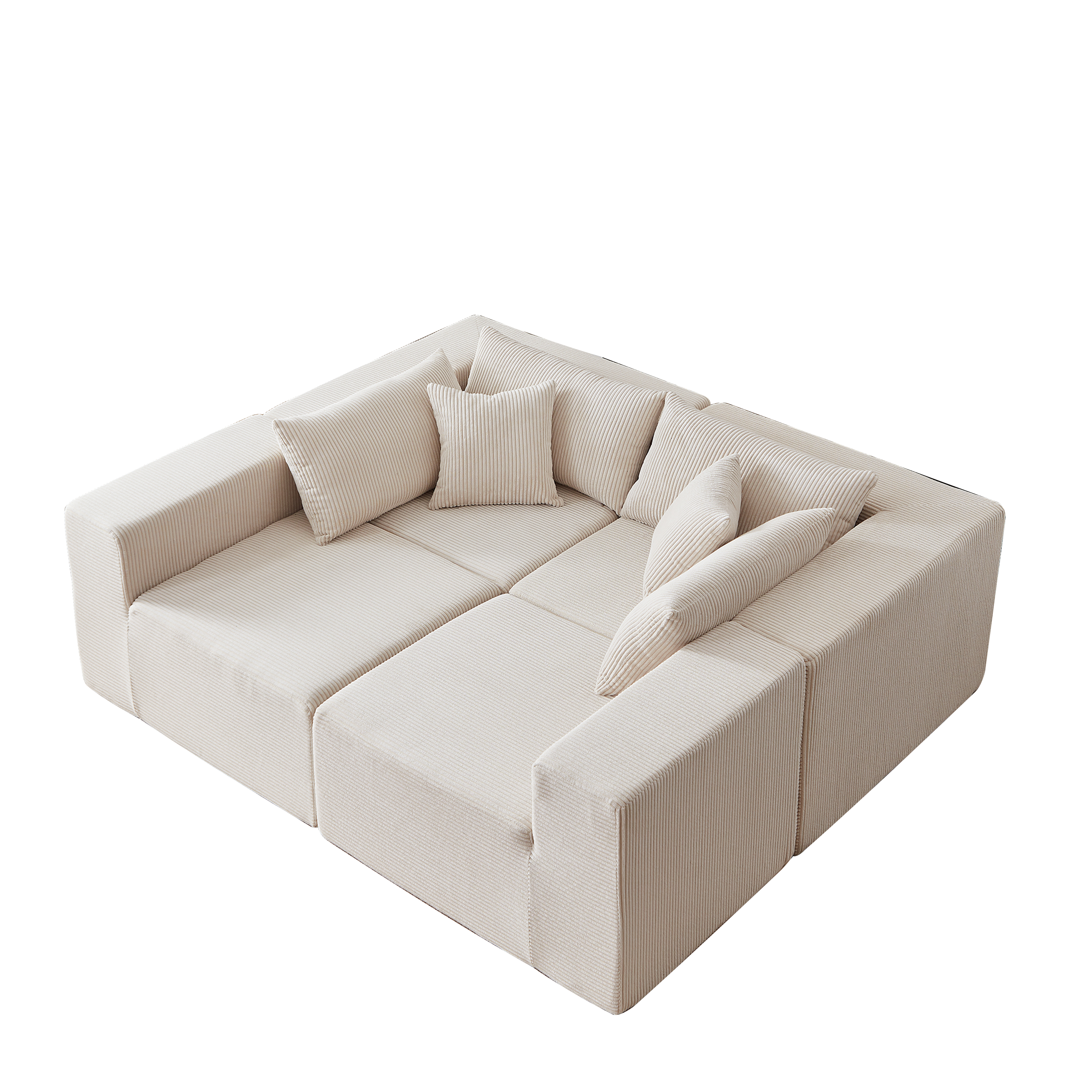 Modular L-Shaped Sectional Sofa 104-Inch 4-Piece - Corduroy