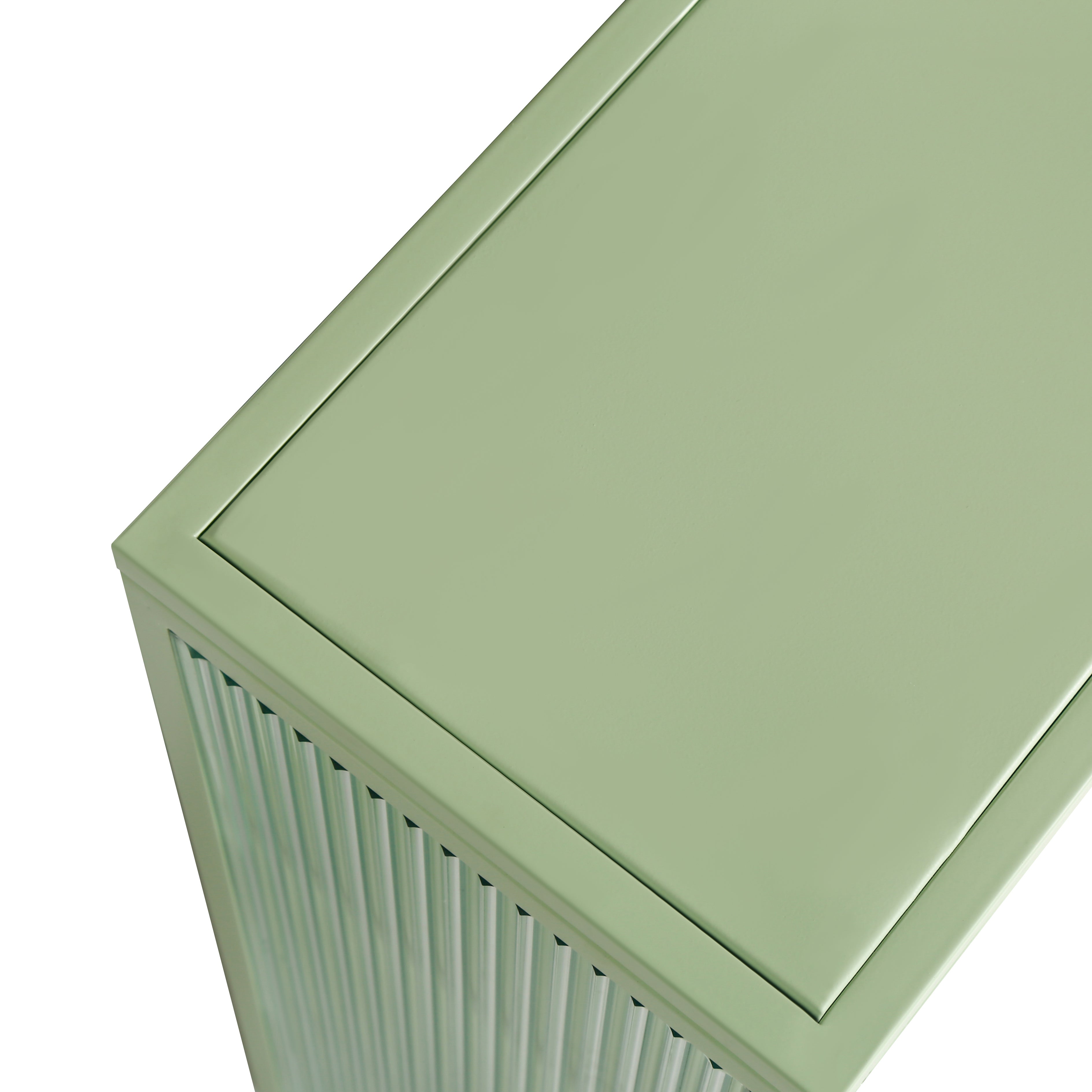 Wall Cabinet, 70CM Modern Two-Door with Three-Tier Storage, Glass Doors (Green)