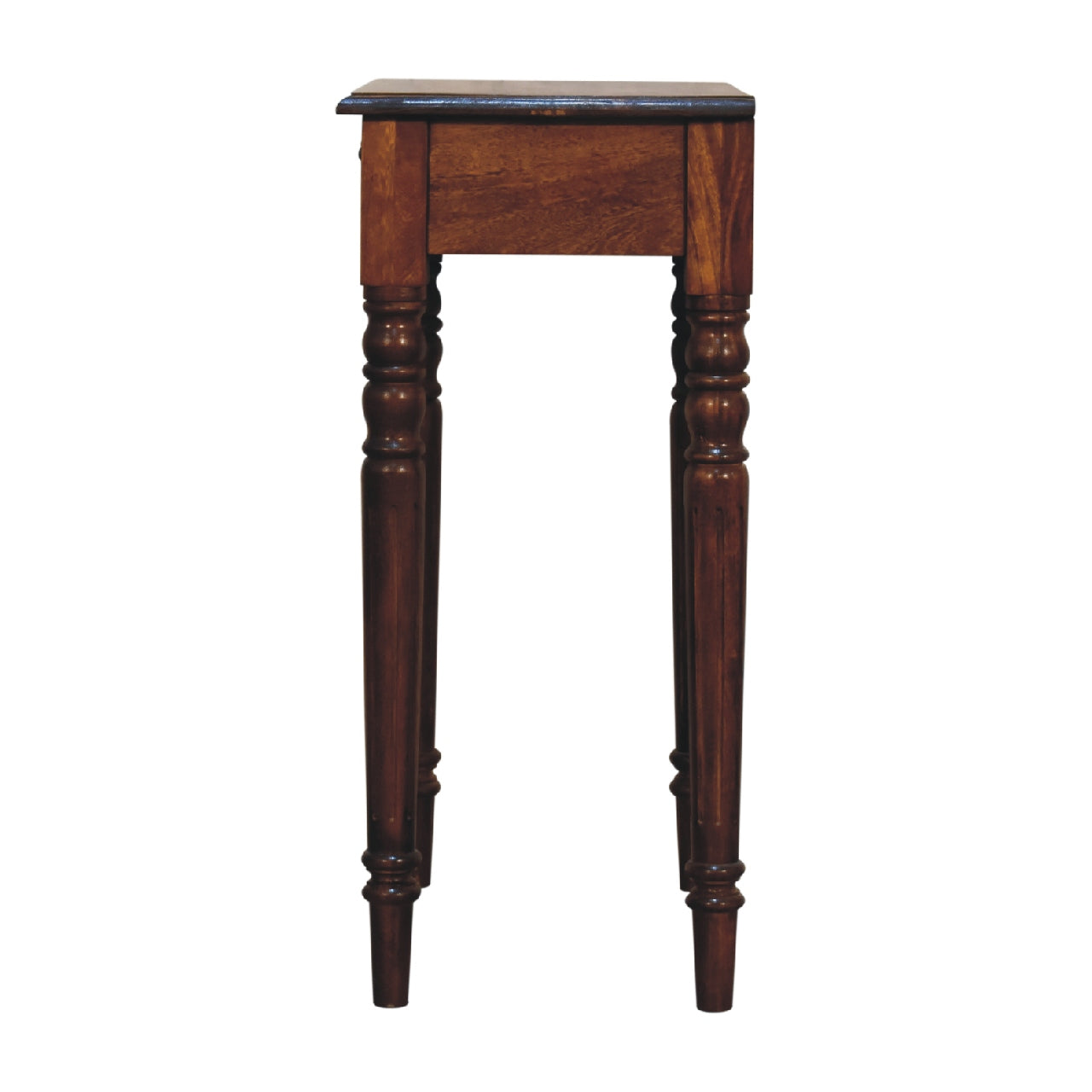Writing Desk, Chestnut Turned Leg 1 Drawer, Solid Wood Dark Brown